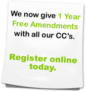 CC Registration with 1 Year Free Amendments